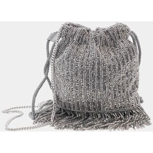 Pull&Bear Sac Cabas Franges Perles Fantaisie Argent M female - Publicité