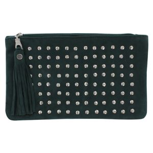 LES POULETTES BIJOUX Pochette Sac Daim Clouté Couleur Vert Foncé