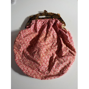 sac à main vintage tissu rose poignée bakélite - Publicité