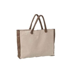 GENERIQUE Sac de Plage Petites Anses 45cm Marron & Beige - Publicité