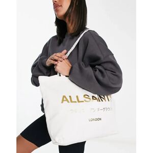 AllSaints - Underground - Tote bag Ã  dÃ©tail effet mÃ©tallisÃ© - Blanc/dorÃ© Blanc One Size female - Publicité