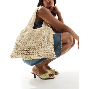 Glamorous - Tote bag portÃ© Ã©paule au crochet ornÃ© de perles - CrÃ¨me-Blanc Blanc No Size female - Publicité