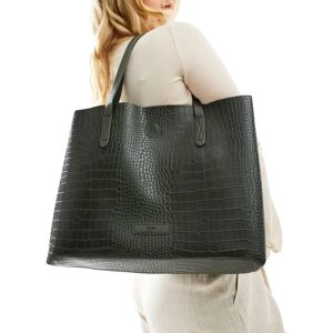 PASQ - Tote bag trapÃ¨ze effet croco - Vert foncÃ© Vert No Size female - Publicité