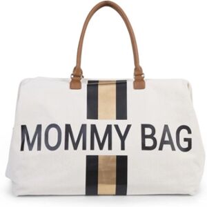 CHILDHOME Sac à langer Mommy Bag large toile beige rayures noir/doré