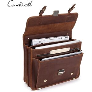 CONTACTS CONTACT'S rétro sac pour hommes Crazy Horse cuir hommes porte-documents pochette d'ordinateur homme affaires sacs à bandoulière grande capacité pour ordinateur portable 14 pouces - Publicité