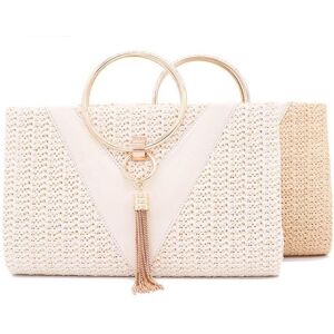 Sac de soirée pour femmes avec poignée en métal, chaîne à pompon, pochette à bandoulière pour dame, pochette de fête de mariage - Publicité