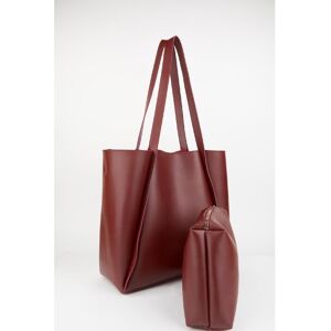 Sac cabas pliable en cuir souple et suédé bordeaux pour femme, grande taille - Publicité