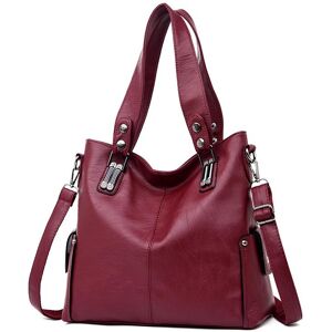 Nouvelle mode femmes sacs à Main en cuir femme en cuir épaule Sac à bandoulière dames grand seau Sac fourre-tout noir/rouge Sac a Main - Publicité