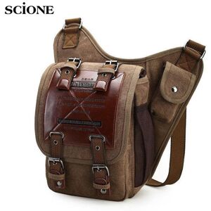 SCIONE Rétro cuir militaire Vintage messager hommes sacs à bandoulière bandoulière voyage Pocuh homme Bolsa sac - Publicité