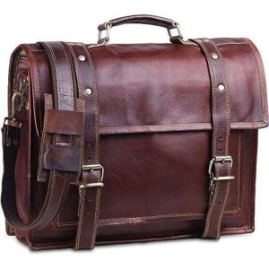 Men s goat leather real messenger satchel bag genuine brown laptop briefcase - Publicité