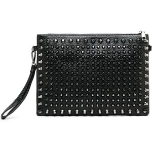 Jierotyx Pochettes de soirée pour femmes, marque de luxe, Style Punk Rock, sac à bandoulière à rivets, sacs à main unisexes en cuir noir - Publicité