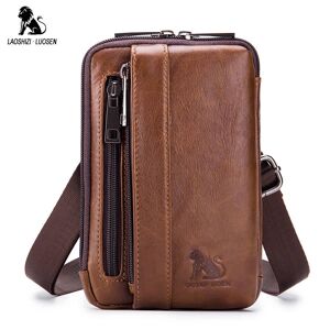 LAOSHIZI taille Packs sac de ceinture en cuir véritable petit sac à bandoulière messager hommes pochette de téléphone sacs - Publicité