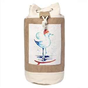 Sac en jute Anemoss, sac seau à cordon en jute pour la plage et la piscine pour l'été, sac à bandoulière en jute léger et naturel, couleur crème - Publicité