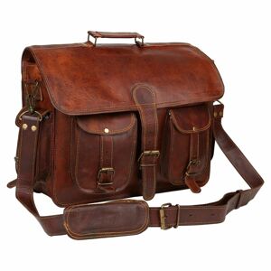 Grand sac messager en cuir véritable marron vintage pour hommes, porte-documents à bandoulière pour ordinateur portable - Publicité