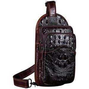 Hommes Crocodile Pattern Luxury Chest Pack Bag Sac à bandoulière en cuir véritable Male Real Cowhide Sling Crossbody Bags Messenger Bag - Publicité