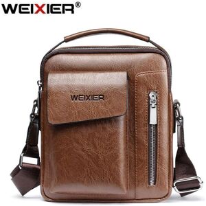 WEIXIER marque Design décontracté hommes sac à bandoulière Vintage sacs à bandoulière haute qualité homme sac en cuir PU sac à main capacité hommes sacs de messager fourre-tout - Publicité