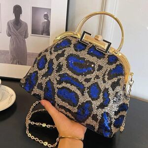 Sac à main doré de luxe pour femmes, pochette à paillettes de couleur contrastante, sacs à bandoulière pour Banquet, sacoches à chaîne bleue - Publicité