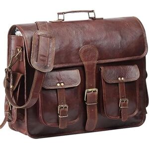Men s  goat leather messenger Real satchel bag genuine laptop brown briefcase - Publicité