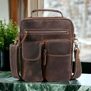 Men s Real Leather Small Crossbody Bag Office Shoulder Messenger Bag Sling Bag - Publicité