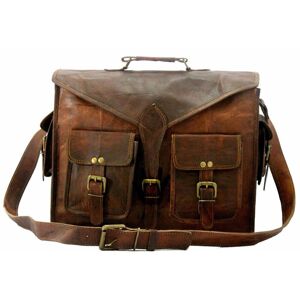 Vintage Goat leather Bags Sac porte-documents Vintage en cuir pour ordinateur portable, sacoche véritable faite à la main pour hommes - Publicité