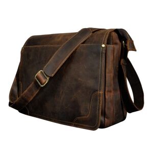 Le'aokuu Porte-documents rétro en cuir véritable pour hommes, sac à bandoulière unique, sac à bandoulière - Publicité
