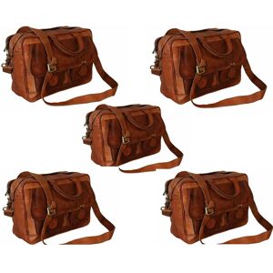 Men s Real Goat Leather {Vintage} Brown Messenger Bag Shoulder Laptop Briefcase.  { Pack of 5 } - Publicité