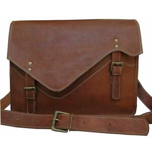 Vintage Goat leather Bags Sac à bandoulière en cuir pour hommes, sacoche pour ordinateur portable, porte-documents marron - Publicité