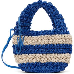 JW Anderson Sac à bandoulière de style panier bleu et blanc cassé en crochet à point popcorn - UNI - Publicité