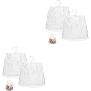 Cabilock 4 Pièces Sac De Rangement en Filet en Filet De Stockage Doignons Sac en Filet De Fruits Sac à Pinces à Linge avec Cintre Multifonction Blanche De Bébé Gestionnaire Polyester - Publicité