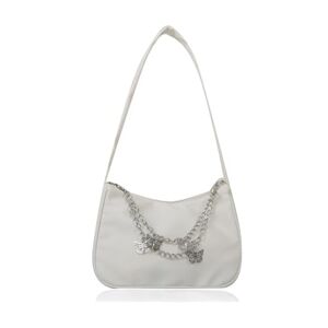 HIOQFR Petit Sac a Main Femme Chic y2k Shoulder Bag Women HandBag Aesthetic Mini Sac Bandoulière Ado Fille Elegant Sac Main Bandouliere Sac Porté Epaule Chaîne Sac d'épaule Nylon Sac Fourre-tout-Blanc - Publicité