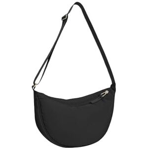 HIOQFR Sac Bandoulière Demi Lune Femme et Homme Crescent Bag Crossbody Bag Women Sac à Main Croissant Sac Porté Croisé Sac Banane avec Sangle Ajustable Sacoche Ceinture Tendance Waist Bag-Noir - Publicité