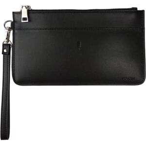 FOSCINI pochette homme femme en cuir noir   main bracelet noir   nouveau modèle   sac élégant grande capacité   élégant et léger pour le travail Voyage Casual Bureau Sac à main (Noir), Noir , slim - Publicité