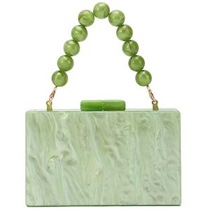 Oweisong Pochette en acrylique pour femme Sac à main formel pour mariage, soirée, fête Sac à bandoulière avec chaîne de perles, vert clair, Pochette en acrylique - Publicité