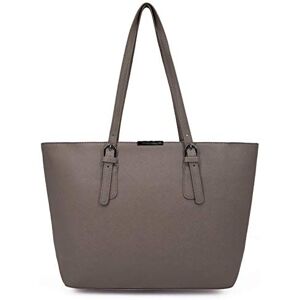 David Jones Sac à Main Shopping Femme Grand Format Sac Cours Lycée Fille Cabas Fourre-Tout Porté Epaule Cuir PU Anse Longue Shopper Grande Capacité A4 Sac Etudiante Travail Taupe - Publicité