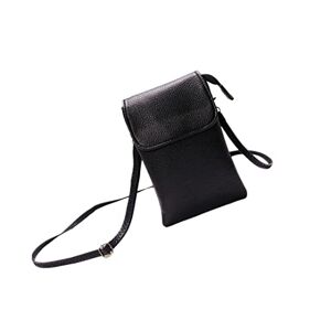 Narunii Petit Sac Bandoulière Portefeuille Téléphone Poche,Mini Sac à Main PU Cuir Pochette Femmes,Universal Pochette pour téléphone Portable Sac à Épaule Voyage Bandoulière (Noir) - Publicité