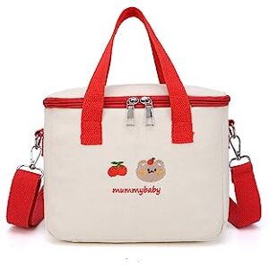 PORRASSO Sac Isotherme Repas Poids Léger Sac à Lunch Lunch Bag Panier Repas Isolé pour Femme Adolescents Enfant Bureau L'école Pique-Nique Extérieur Rouge - Publicité