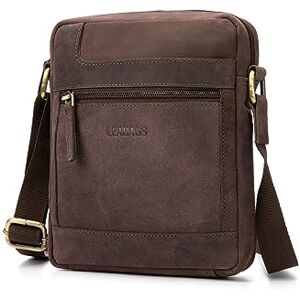 LEABAGS Pochette Homme BandoulièRe Cuir Veritable Petit,Vintage Shoulder Bag Sac BandoulièRe Homme Cuir Vintage,Multifonctionnel Sacs à Main Voyage,Sacoche Porté Epaule Travers (Nature Brun Foncé) - Publicité