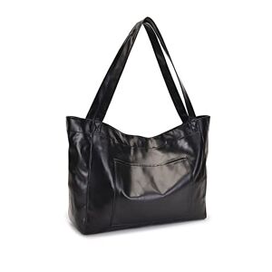 NICOLE & DORIS Grand Sac Cabas Femmes Sac Porté Epaule Fourre-Tout Grande Capacité Sac à Main en Cuir Souple Sac de Shopping Sac de Cours Portable Imperméable Noir - Publicité