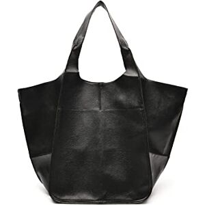 NICOLE & DORIS Sac Cabas Femme Sac de Shopping élégant Sac Fourre Tout Grand Sac à Bandoulière Classique Vintage Sac Epaule en Cuir Souple Grand Sac a Main Pliable Noir - Publicité