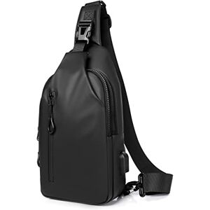 VicTop Sacoche Homme Bandouliere Sac à Poitrine Léger avec un port de chargeur USB Port Poitrine Sac à Bandoulière étanche en Nylon Bandoulière Sac à Dos pour Hommes Femmes Polyvalent Poitrine (Noir) - Publicité