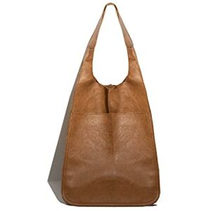 NICOLE & DORIS Sac Cabas Femme Sac de Shopping élégant Sac Fourre Tout Grand Sac à Bandoulière Classique Vintage Sac Epaule en Cuir Souple Grand Sac a Main Pliable Brun Clair - Publicité