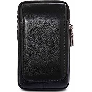 NVNVNMM Sac Banane Sac à Taille for Hommes Cuir Sac de Taille Occasionnel Téléphone Mobile/téléphone Portable Pochette de Poche(Black,S) - Publicité