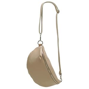 SH Leder ® Lala  Sac banane unisexe en cuir véritable pour festival, voyage, grand sac à bandoulière, 30 x 18 cm, Taupe clair, L, Sac banane tendance - Publicité