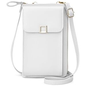 Yoowalar Sac Téléphone Portable Femmes, Cuir PU Sac à Bandoulière Pochette Telephone avec Fente pour Carte et Bandoulière Réglable, Petit Sac Portefeuille Telephone pour Femmes, Blanc - Publicité