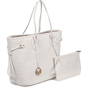 19V69 ITALIA Women Shopper Bag Laine Silver, Sac Cabas pour Femme, Beige - Publicité