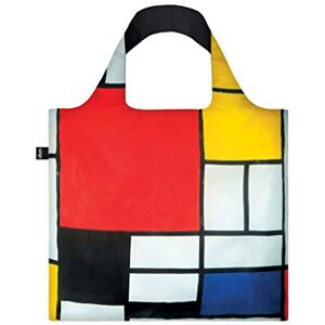 LOQI Museum Piet Mondrian Composition Red Yellow Blue And Black Bag Sac de plage, 50 cm, 20 liters, Multicolore (Multicolour) - Publicité