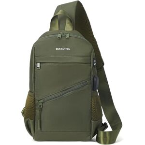 BOSTANTEN Sling Bag Sac de poitrine, sac à dos à bandoulière, petit sac à bandoulière, sac à bandoulière léger, sac à bandoulière de sport, pour homme et femme, vert, m, Poche tour de cou - Publicité