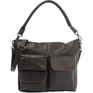 LECONI Sac à bandoulière Sac en cuir pour femme Vintage Look Cuir véritable Nature Grand Shopper Sac à main en cuir pour sac à main 41x32x10cm brun foncé LE0039-cire - Publicité