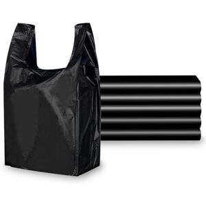 AURSTORE BASA Sacs Bretelles plastique, Sac de course a bretelle,sac plastique réutilisable, sac plastique (Noir, 50X24X85(200pcs)) - Publicité