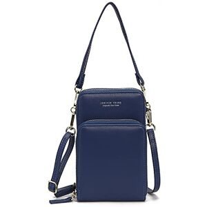 WSLCN Mini Sac à Bandoulière pour Téléphone Portable Sac Portefeuille Femme Pochette en Imitation Cuir Bleu - Publicité